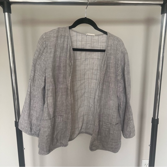 Eileen Fisher Grey Linen Jacket - Picture 1 of 4